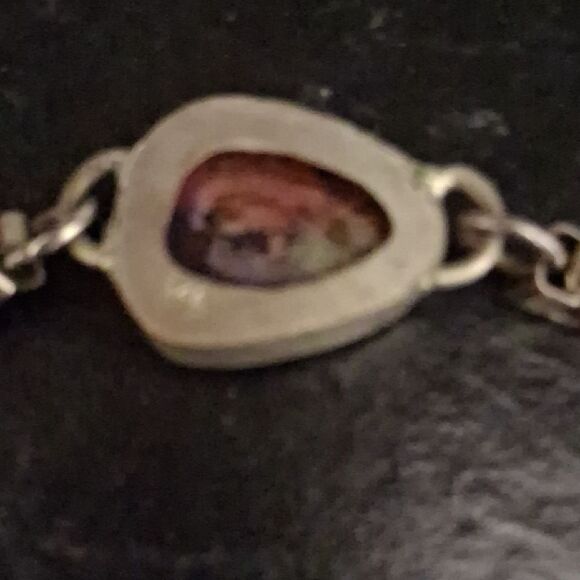 Sterling Silver Bracelet/ Anklet  with Multicolor Stone ( Fits Larger Wrist) - Picture 3 of 4